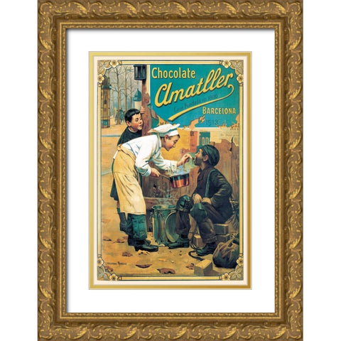 Cooks: Chocolate Amatller Gold Ornate Wood Framed Art Print with Double Matting by Advertisement