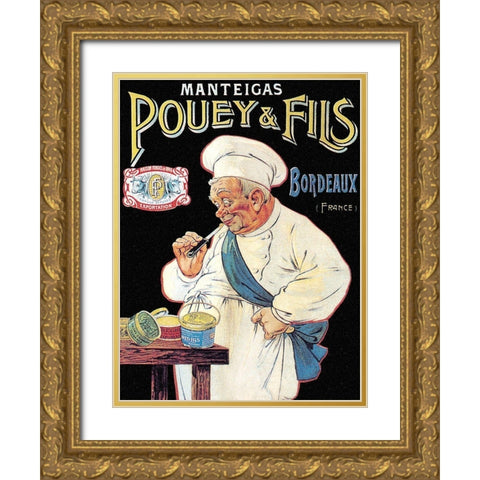 Cooks: Manteigas Pouey and Fils Gold Ornate Wood Framed Art Print with Double Matting by Oge, Eugene