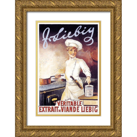 Cooks: Veritable - Extrait de Viande Liebig Gold Ornate Wood Framed Art Print with Double Matting by Brown, F. Gregory