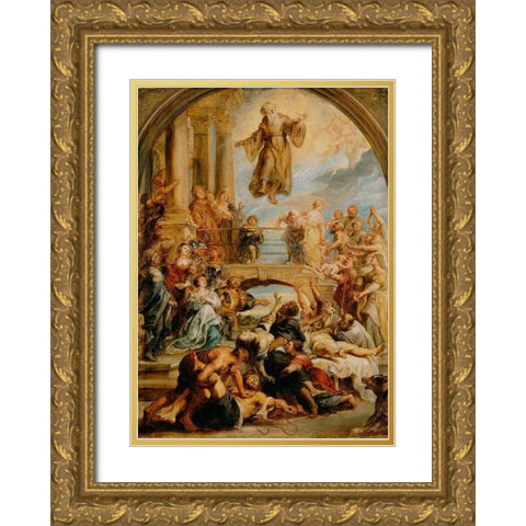 The Miracles of Saint Francis of Paola Gold Ornate Wood Framed Art Print with Double Matting by Rubens, Peter Paul