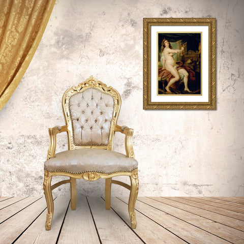 The Death of Dido Gold Ornate Wood Framed Art Print with Double Matting by Rubens, Peter Paul