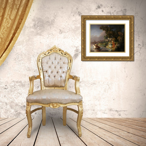The Abduction of Europa Gold Ornate Wood Framed Art Print with Double Matting by van Rijn, Rembrandt Harmensz