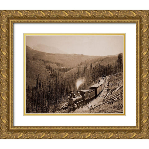 Marshall Pass, Colorado, Westside, 1880-1881 Gold Ornate Wood Framed Art Print with Double Matting by Jackson, William Henry