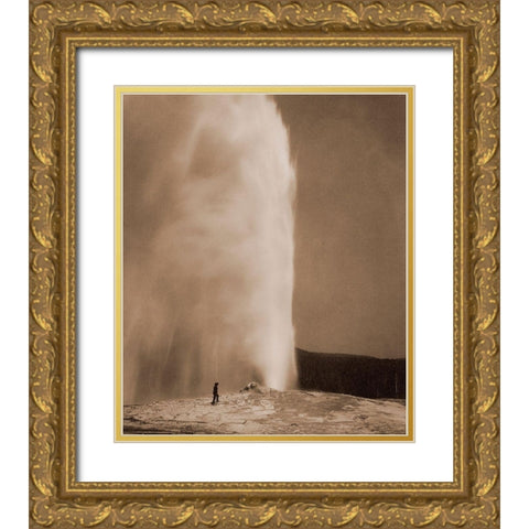Old Faithful, 1870 Gold Ornate Wood Framed Art Print with Double Matting by Jackson, William Henry