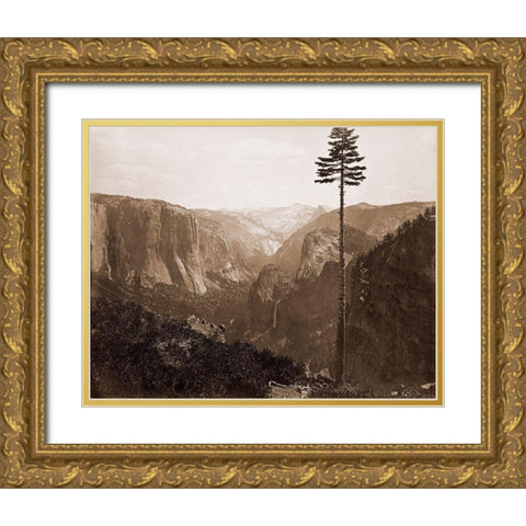 Yosemite Valley from the Best General View, 1866 Gold Ornate Wood Framed Art Print with Double Matting by Watkins, Carleton