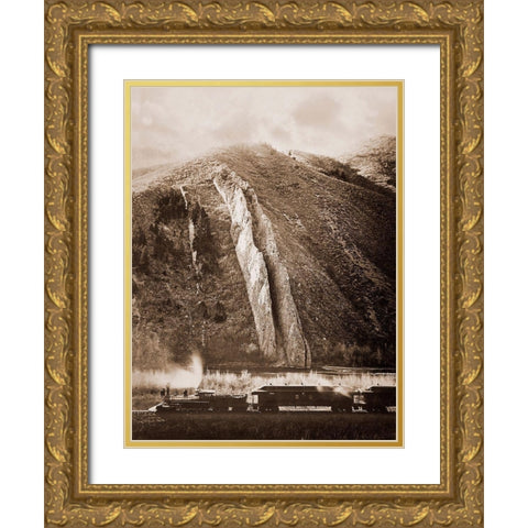 The Devils Slide, Utah, 1873-1874 Gold Ornate Wood Framed Art Print with Double Matting by Watkins, Carleton