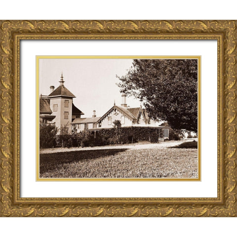 Residence of Mr. Howard, San Mateo, California, with Olive Tree, 1863-1880 Gold Ornate Wood Framed Art Print with Double Matting by Watkins, Carleton