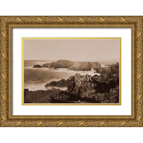 Coast View off Mendocino, California, 1863 Gold Ornate Wood Framed Art Print with Double Matting by Watkins, Carleton
