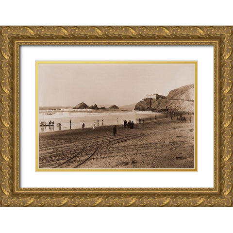 The Cliff House, San Francisco, about 1879-1880 Gold Ornate Wood Framed Art Print with Double Matting by Watkins, Carleton