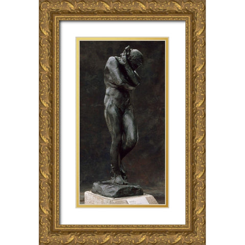 Eve, ca. 1881 Gold Ornate Wood Framed Art Print with Double Matting by Rodin, Auguste