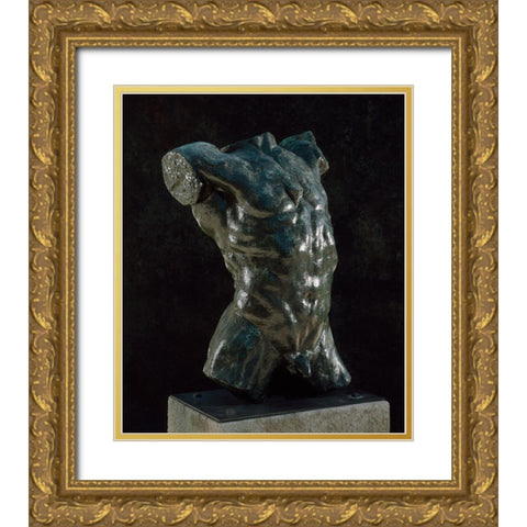 Marsyas (Torso of The Falling Man), ca. 1882-1889 Gold Ornate Wood Framed Art Print with Double Matting by Rodin, Auguste