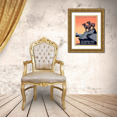 The National Parks Preserve Wild Life, ca. 1936-1939 Gold Ornate Wood Framed Art Print with Double Matting by Hirt, J.