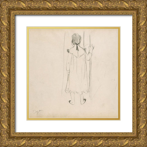 Brothel Scene Gold Ornate Wood Framed Art Print with Double Matting by Degas, Edgar