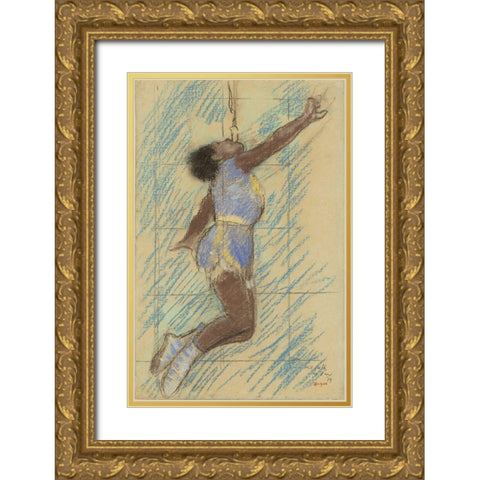 Miss Lala at the Fernando Circus Gold Ornate Wood Framed Art Print with Double Matting by Degas, Edgar