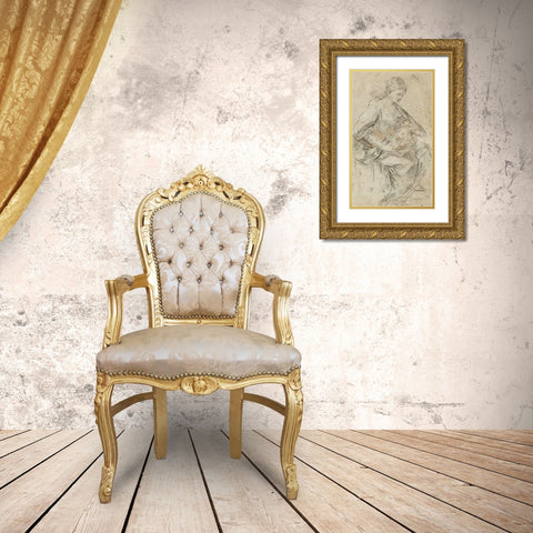 Turbaned Woman Gold Ornate Wood Framed Art Print with Double Matting by Reni, Guido