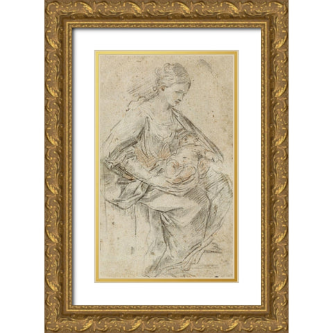 Turbaned Woman Gold Ornate Wood Framed Art Print with Double Matting by Reni, Guido