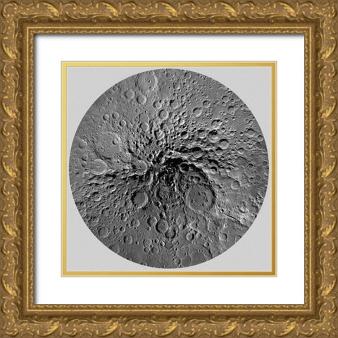Unmarked Map of the Moon, South Pole Gold Ornate Wood Framed Art Print with Double Matting by United States Geological Survey