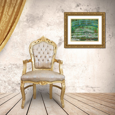 The Japanese Footbridge, 1899 Gold Ornate Wood Framed Art Print with Double Matting by Monet, Claude