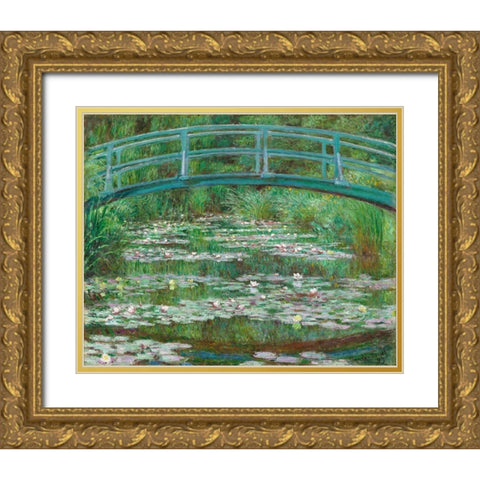 The Japanese Footbridge, 1899 Gold Ornate Wood Framed Art Print with Double Matting by Monet, Claude