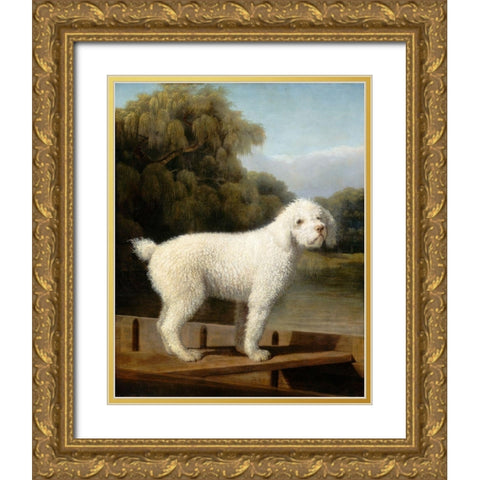 White Poodle in a Punt, c. 1780 Gold Ornate Wood Framed Art Print with Double Matting by Stubbs, George