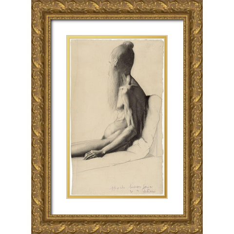 An Indian Man Gold Ornate Wood Framed Art Print with Double Matting by Seurat, Georges