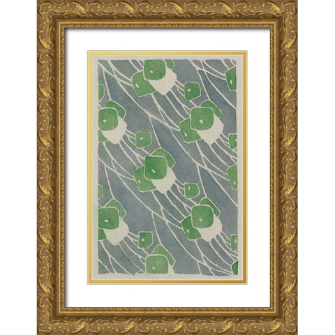 Green Geometric Gold Ornate Wood Framed Art Print with Double Matting by Overbeck, Hannah Borger