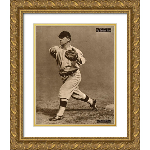 John J. Mcgraw, New York National League, 1880 Gold Ornate Wood Framed Art Print with Double Matting by Leopold Morse Goulston Baseball Collection