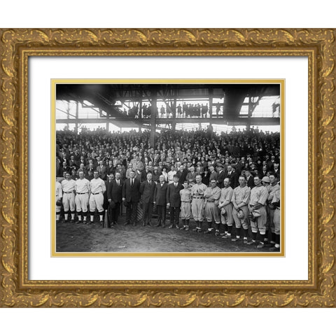 Washington Baseball - Teams and Spectators, 1924 Gold Ornate Wood Framed Art Print with Double Matting by Harris and Ewing Collection (Library of Congress)