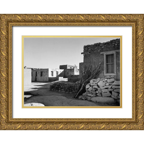 Street and Houses - Acoma Pueblo, New Mexico - National Parks and Monuments, ca. 1933-1942 Gold Ornate Wood Framed Art Print with Double Matting by Adams, Ansel