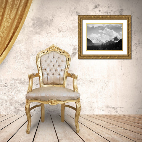Mountains and Clouds, Glacier National Park, Montana - National Parks and Monuments, 1941 Gold Ornate Wood Framed Art Print with Double Matting by Adams, Ansel
