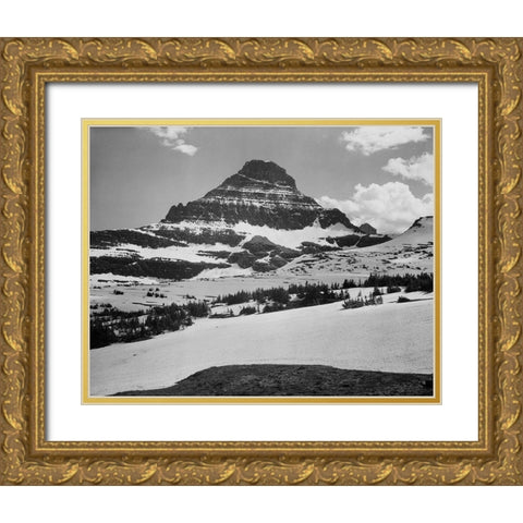 View from Logan Pass, Glacier National Park, Montana - National Parks and Monuments, 1941 Gold Ornate Wood Framed Art Print with Double Matting by Adams, Ansel