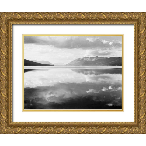 McDonald Lake, Glacier National Park, Montana - National Parks and Monuments, 1941 Gold Ornate Wood Framed Art Print with Double Matting by Adams, Ansel