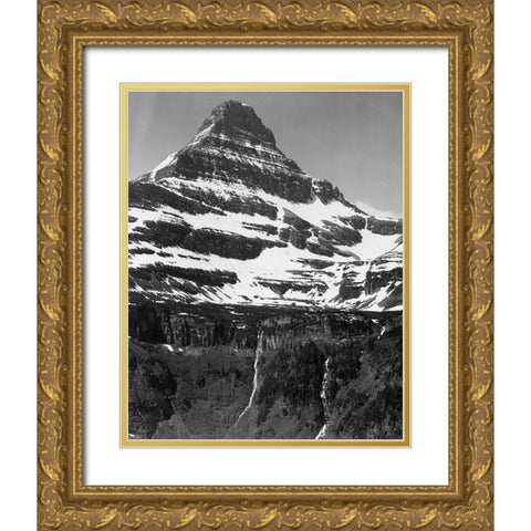 Snow Covered Mountain Glacier National Park, Montana - National Parks and Monuments, 1941 Gold Ornate Wood Framed Art Print with Double Matting by Adams, Ansel