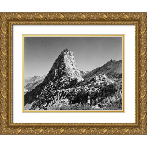 Fin Dome, Kings River Canyon,  proposed as a national park, California, 1936 Gold Ornate Wood Framed Art Print with Double Matting by Adams, Ansel