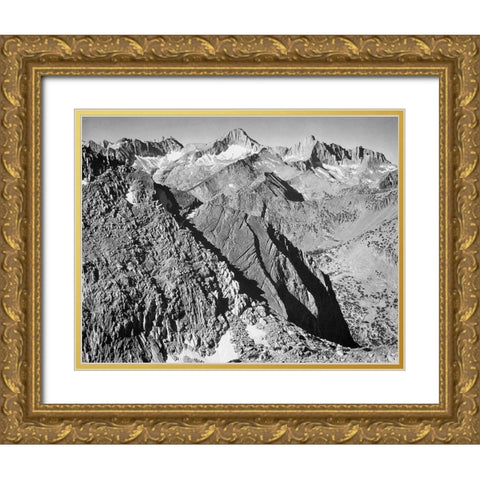 Mt. Brewer, Kings River Canyon,  proposed as a national park, California, 1936 Gold Ornate Wood Framed Art Print with Double Matting by Adams, Ansel