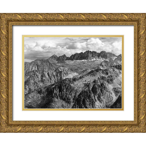 North Palisade from Windy Point, Kings River Canyon, proposed as a national park, California, 1936 Gold Ornate Wood Framed Art Print with Double Matting by Adams, Ansel
