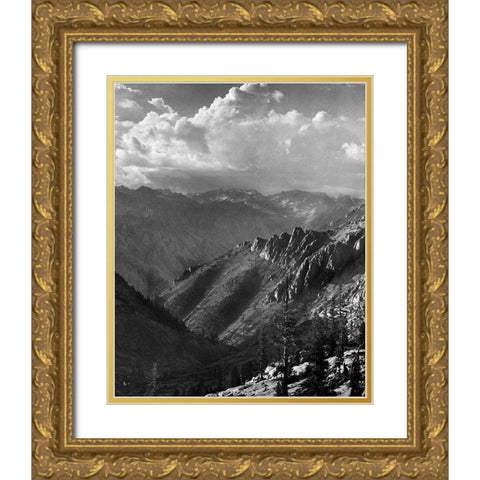 Middle Fork at Kings River from South Fork of Cartridge Creek, Kings River Canyon, proposed as a nat Gold Ornate Wood Framed Art Print with Double Matting by Adams, Ansel
