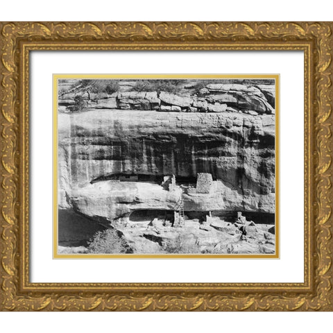 Cliff dwellings, Mesa Verde National Park, Colorado, 1941 Gold Ornate Wood Framed Art Print with Double Matting by Adams, Ansel
