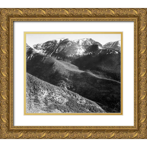 Hills and mountains, in Rocky Mountain National Park, Colorado, ca. 1941-1942 Gold Ornate Wood Framed Art Print with Double Matting by Adams, Ansel