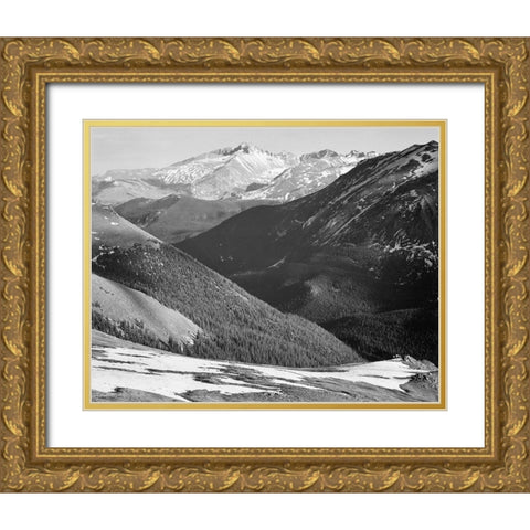 Longs Peak in Rocky Mountain National Park, Colorado, ca. 1941-1942 Gold Ornate Wood Framed Art Print with Double Matting by Adams, Ansel