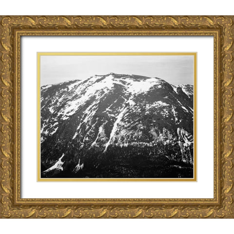 Full view of barren mountain side with snow, in Rocky Mountain National Park, Colorado, ca. 1941-194 Gold Ornate Wood Framed Art Print with Double Matting by Adams, Ansel