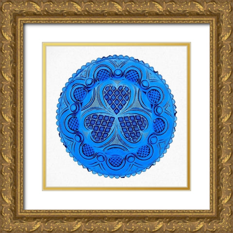 Roman Rosette Tea Plate Gold Ornate Wood Framed Art Print with Double Matting by Unknown 19th Century American Glassmaker