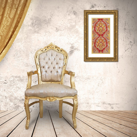 Textile With Design of Lace and Flowers Gold Ornate Wood Framed Art Print with Double Matting by Unknown 19th Century European Needleworker