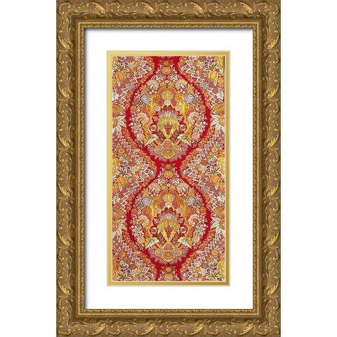 Textile With Design of Lace and Flowers Gold Ornate Wood Framed Art Print with Double Matting by Unknown 19th Century European Needleworker