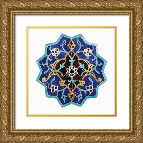 Mosaic Tile Gold Ornate Wood Framed Art Print with Double Matting by Unknown 15th Century Persian Artisan