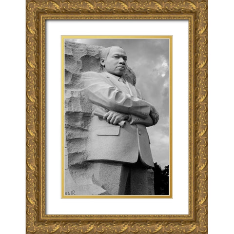 Martin Luther King, Jr. Memorial, Washington, D.C. - Black and White Variant Gold Ornate Wood Framed Art Print with Double Matting by Highmith, Carol