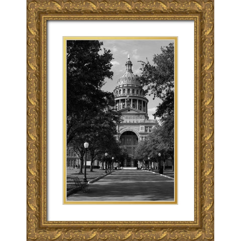 The Texas Capitol, Austin, Texas, 2014 - Black and White Gold Ornate Wood Framed Art Print with Double Matting by Highmith, Carol