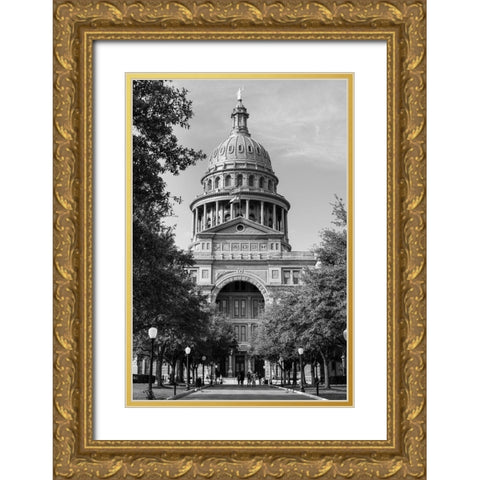 The Texas Capitol, Austin, Texas, 2014 - Black and White Gold Ornate Wood Framed Art Print with Double Matting by Highmith, Carol