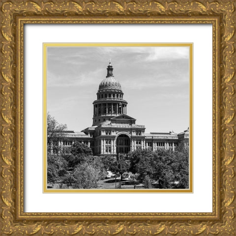 The Texas Capitol, Austin, Texas, 2014 - Black and White Gold Ornate Wood Framed Art Print with Double Matting by Highmith, Carol