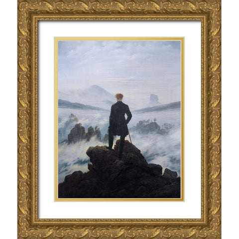 Wanderer Above the Sea of Fog Gold Ornate Wood Framed Art Print with Double Matting by Friedrich, Caspar David